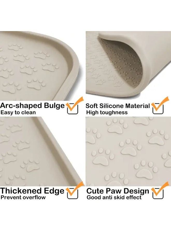 Grey Pet Food Mat 48x30cm Foldable Easy Clean Spill Proof for Cat Dog Bowls - Image 5