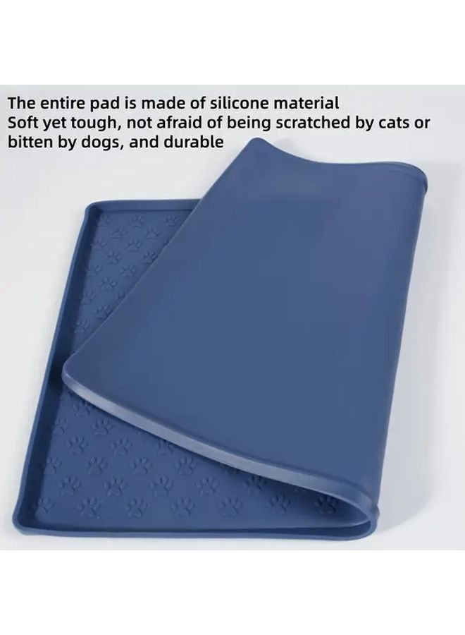 Grey Pet Food Mat 48x30cm Foldable Easy Clean Spill Proof for Cat Dog Bowls - Image 4