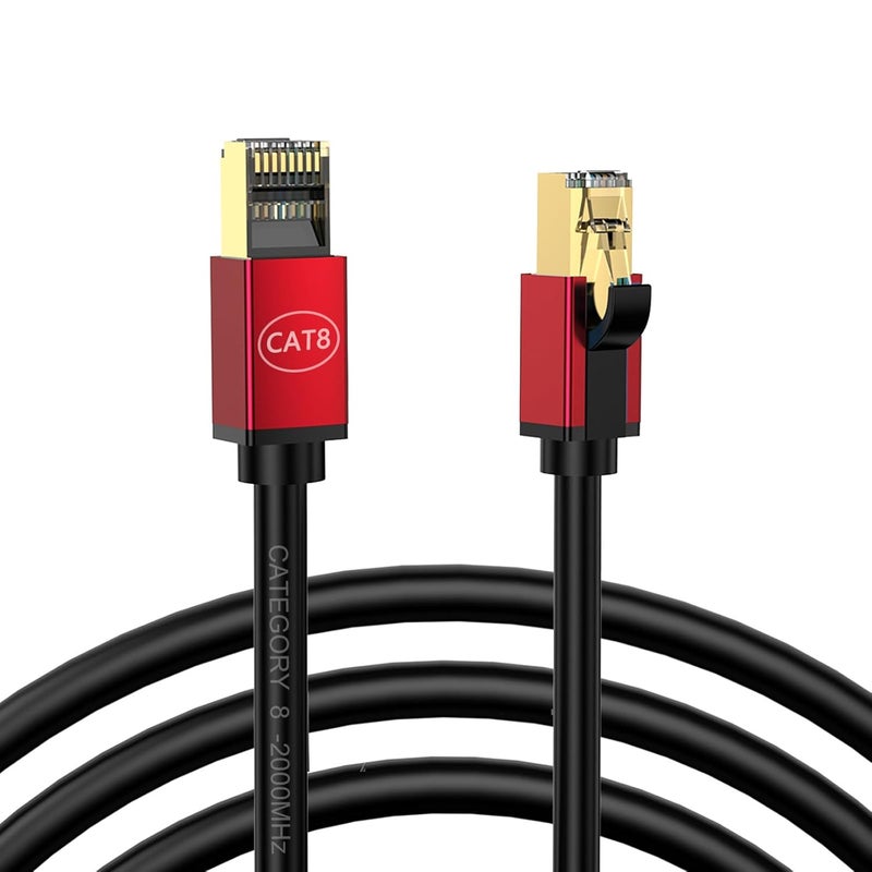 Red Shielded CAT8 Ethernet Cable 2000MHz RJ45 Network Cord for Stable Gaming Transmission - Image 1