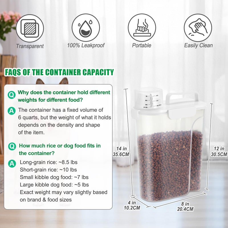TBMax Dog Food Storage Container 5-7 lbs, Airtight Cat Food Container with Larger Spout & Measuring Cup, Portable Pet Food Storage Dispenser for Small Animal Kibble Storage, Bird Seed Container - Image 3