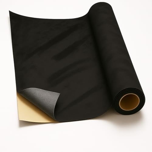 TNDCKP Self-Adhesive Suede Decorative Film for Car - Headliner/Dash/Door/Trunk | Stretchable & Scratchproof Ultra-Fiber Leather | DIY Peel & Stick 17"x72" Pro-Grade Curved (Black, 17"x72") - Image 1