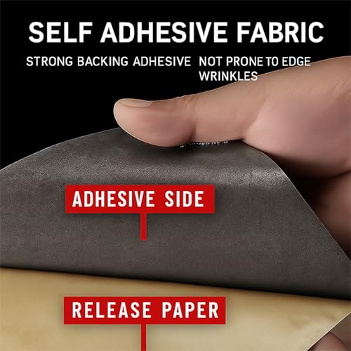 TNDCKP Self-Adhesive Suede Decorative Film for Car - Headliner/Dash/Door/Trunk | Stretchable & Scratchproof Ultra-Fiber Leather | DIY Peel & Stick 17"x72" Pro-Grade Curved (Black, 17"x72") - Image 4