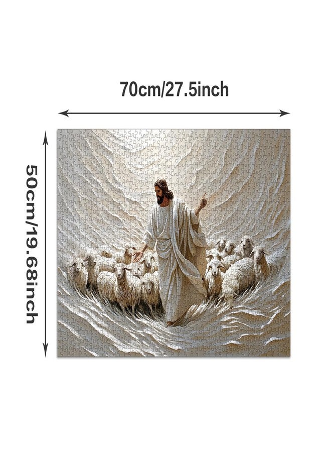 Cafly Jigsaw Puzzles for Adults 1000 Pieces, Adult and Family Game a Flock of Sheep - Jesus The Good Shepherd Religious Thought Leader C0841 - Image 4