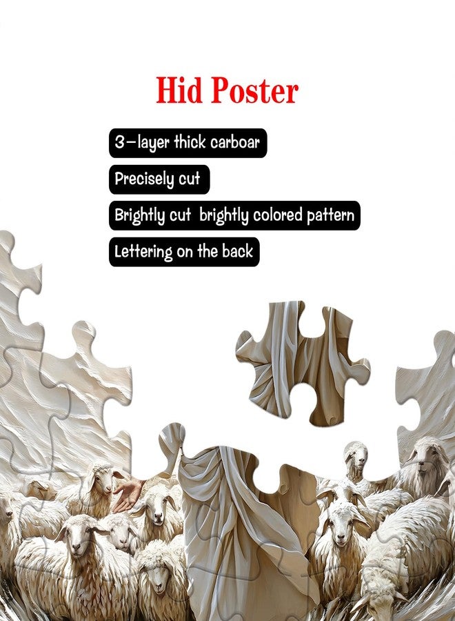Cafly Jigsaw Puzzles for Adults 1000 Pieces, Adult and Family Game a Flock of Sheep - Jesus The Good Shepherd Religious Thought Leader C0841 - Image 3
