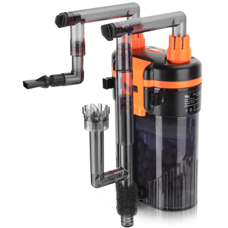 hygger External HangOnBack Canister Aquarium FilterQuiet Fish Tank Filter with 3Stage FiltrationAntiDry Burn MotorAdjustable FlowOil SkimmerDuckbill NozzleShower Spray Bar 6W1020 gal - Image 2