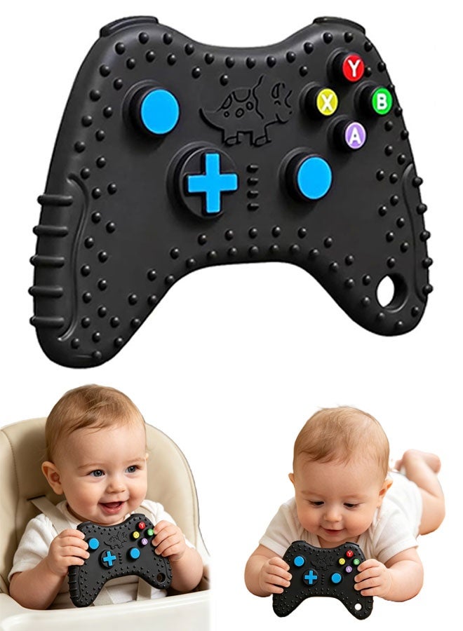 Teething Toys for Baby,Teethers for Babies 3-6 Months,Game Console Shape Baby Toys, Food Grade Sensory Toys for Babies (Black) - Image 1