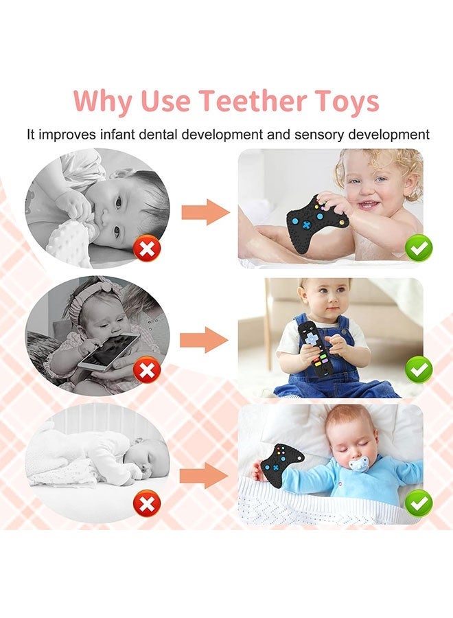 Teething Toys for Baby,Teethers for Babies 3-6 Months,Game Console Shape Baby Toys, Food Grade Sensory Toys for Babies (Black) - Image 5