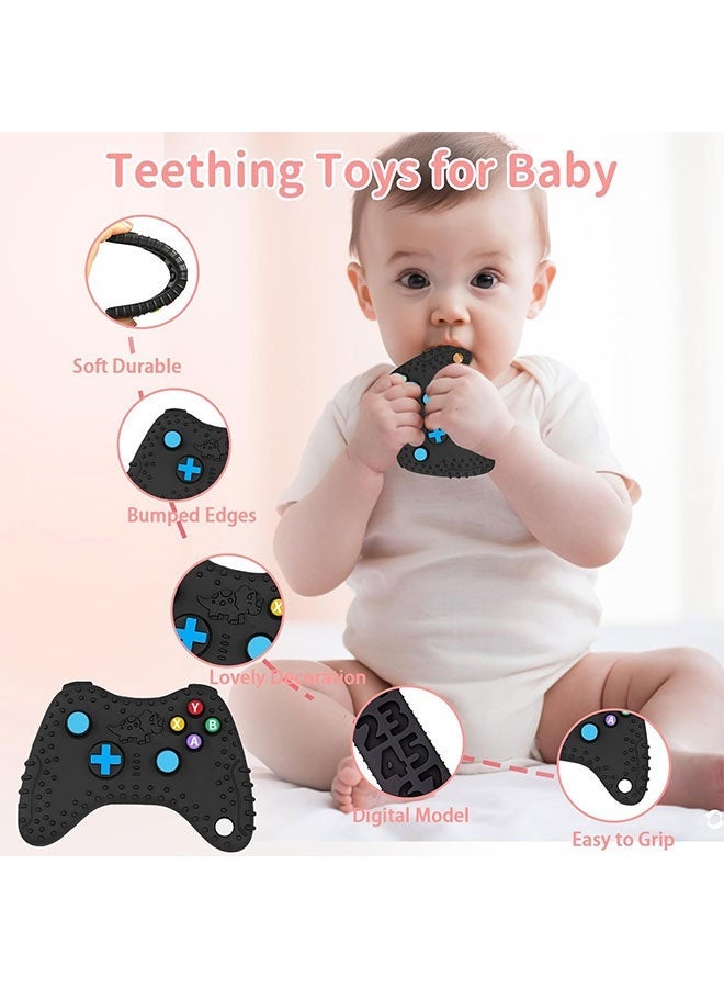Teething Toys for Baby,Teethers for Babies 3-6 Months,Game Console Shape Baby Toys, Food Grade Sensory Toys for Babies (Black) - Image 2