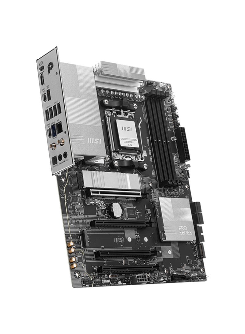MSI PRO B850-P Wi-Fi ATX Motherboard, AMD B850 Chipset, AM5 Socket for Ryzen 9000/8000/7000 Series CPUs, Supports DDR5 Memory up to 8200 MHz (OC), 4x PCIe 5.0/4.0/3.0 Slots, 3x M.2 PCIe Gen 5.0/4.0/3.0 Slots, 5G LAN, Wi-Fi 7, Bluetooth 5.4, HDMI 2.1 4K/60Hz, USB 10Gbps Type-C, 7.1-Channel Audio, RAID Support, Flash BIOS Button | 911-7E56-002 Black/White  - Image 3