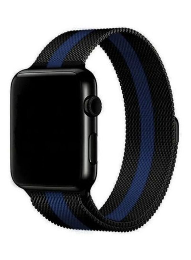 Milanese Loop Stainless Steel Replacement Band For Apple Watch Series 7/6/SE/5/4/3/2/1 - 42/44/45mm Black/Blue
