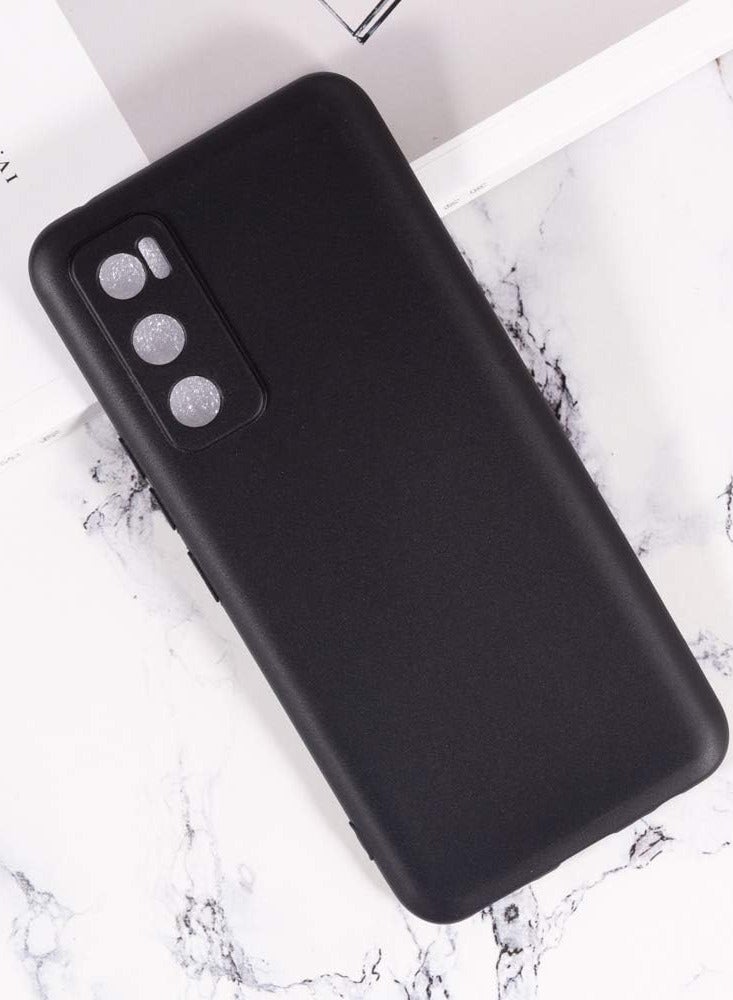 IAF غطاء Vivo V20 SE، غطاء خلفي ناعم مقاوم للخدوش، مطاط سيليكون مضاد للصدمات، غطاء واقي كامل للجسم ضد بصمات الأصابع لـ Vivo V20 SE (أسود) - Image 2