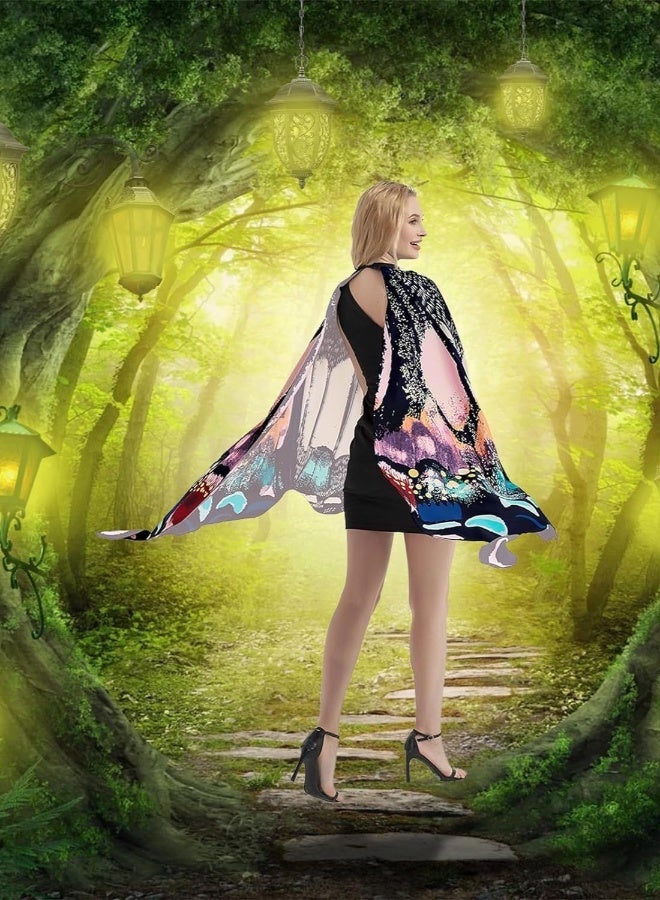 أزياء فراشة للأبالغة - عباءة جناحي جنية ملونة - شال نسائي - أكسسوارات بيكسي للتمثيل! - Image 2