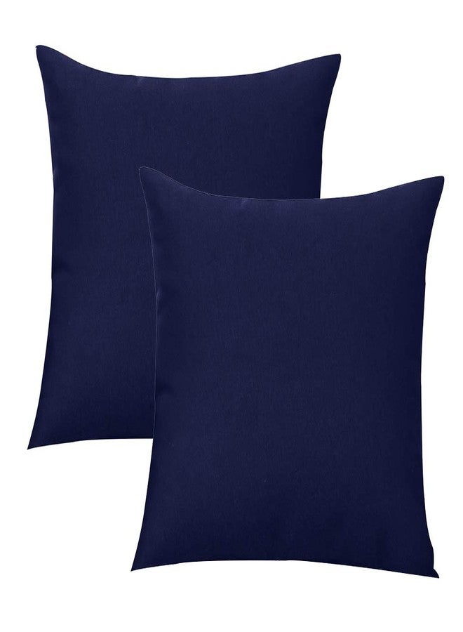 Augld 2Pack Outdoor/Indoor Throw Pillow Cover, Waterproof Solid Pillow Case Navy 20"x20" - Image 1
