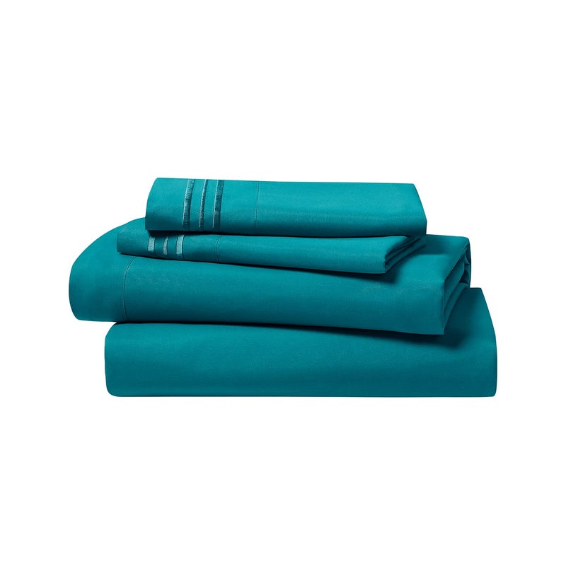 Clara Clark Bed Sheets, Premier 1800 Series 4 Piece Bed Sheet Set, Deep Pocket, Wrinkle, Fade, Stain Resistant, Luxury Soft Bedding Sheets & Pillowcases, King, Teal - Image 5