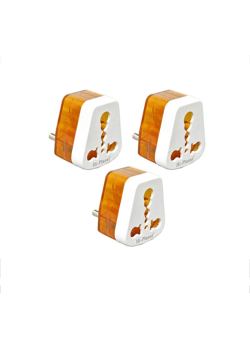 HI PLASST PINS N PLUGS HiPlasst Pack of 3 3Pin HeaterGeyser Plug 16 amp Converter Plug 5amp 15amp Universal Socket Adapter for All Types of Indian and International Devices 6amp16amp  - Image 1