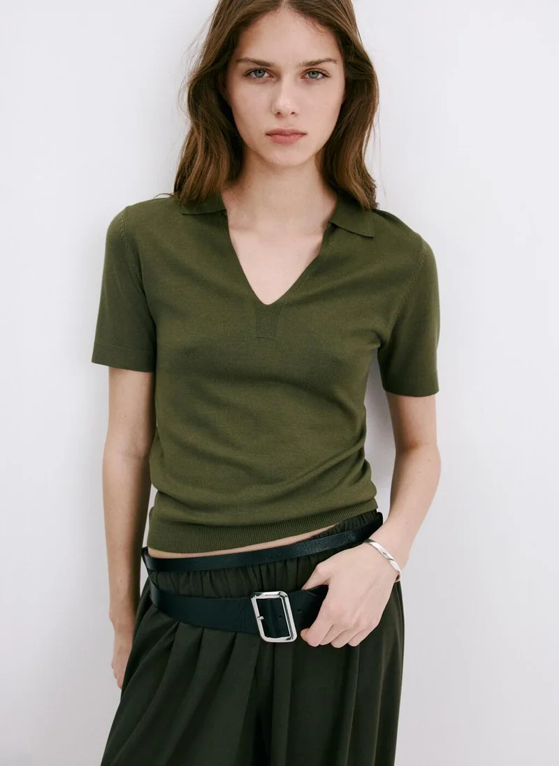 Mango Fine-Knit Polo Shirt