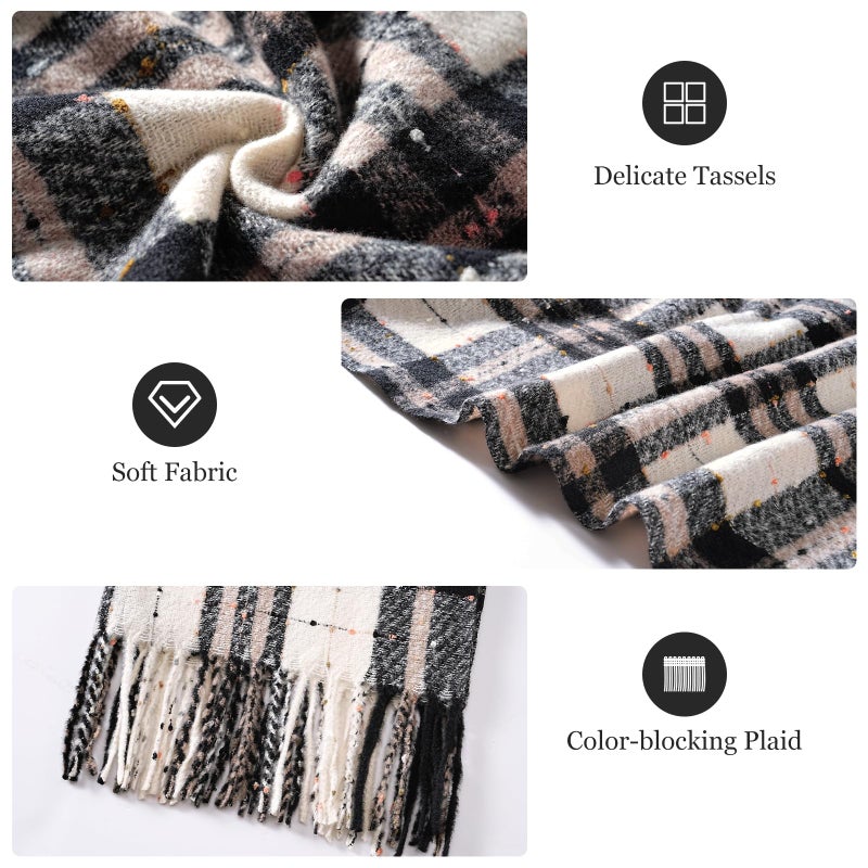 coclothy Scarf for Women - Winter Womens Long Plaid Scarf, Warm Pashmina Shawls and Wraps Fashion Cashmere Feel Blanket Scarves - Image 3