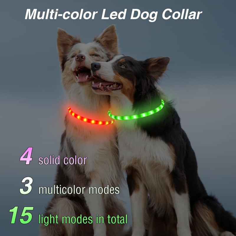 GS GLOWSEEN Dog Light Up Collar,Multicolor LED Dog Collar Rechargeable USB C,Rainproof Lighted Dog Glow Collar for Night Walking Cuttable for Large Medium Small Dogs Pet - Image 3