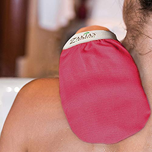 Zakia's Morocco Original Kessa Exfoliating Glove -Value Pack (2pcs) -Pink -Microdermabrasion At Home Exfoliating Mitts, Removes unwanted dead skin, dirt and grime and Keratosis Pilaris. Great for spray tan removal - Image 2