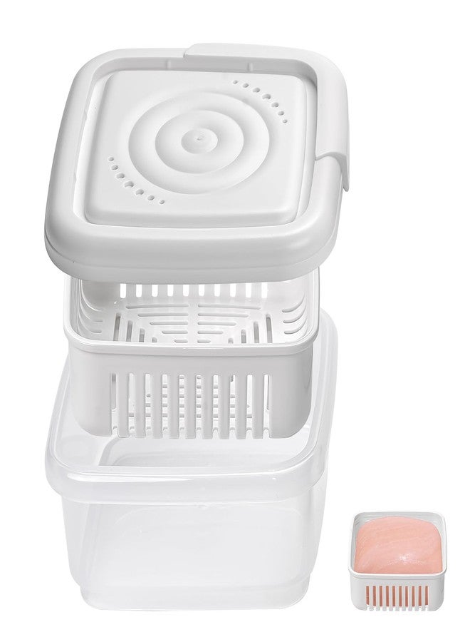 Yomvzake Square Soap Travel Case with Lid Bar Soap Tray and Drain Rack for Bathroom Shower, Portable Soap Rest Holder for Gym, Travel, Camping, Tightly Closed White Soap Box - Image 1