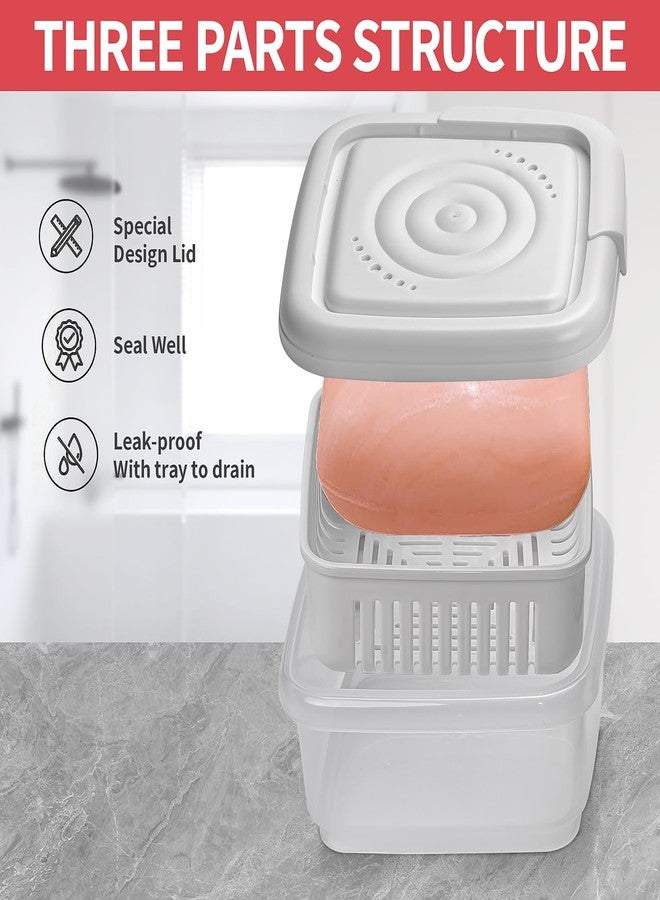 Yomvzake Square Soap Travel Case with Lid Bar Soap Tray and Drain Rack for Bathroom Shower, Portable Soap Rest Holder for Gym, Travel, Camping, Tightly Closed White Soap Box - Image 4