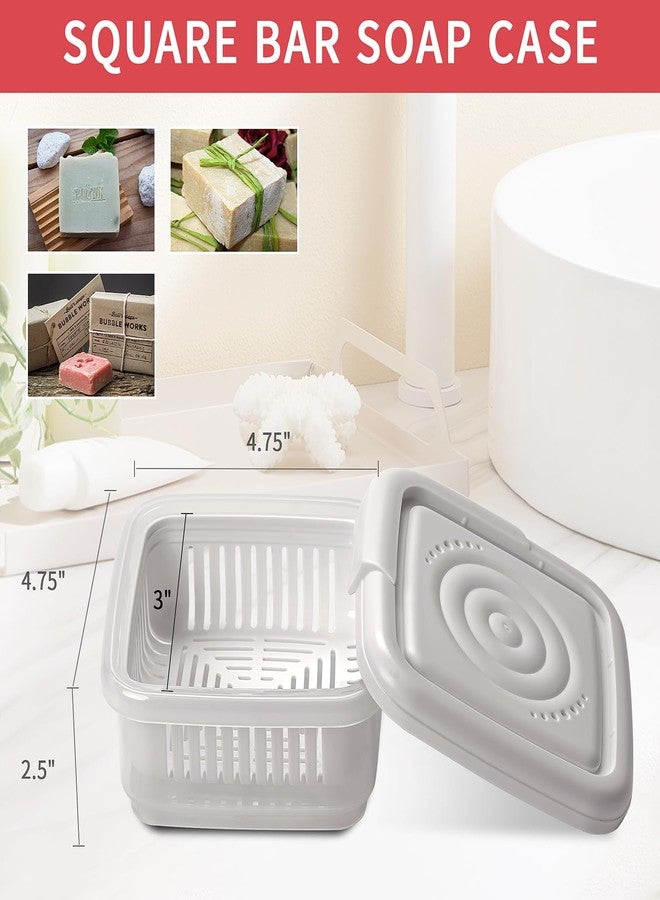 Yomvzake Square Soap Travel Case with Lid Bar Soap Tray and Drain Rack for Bathroom Shower, Portable Soap Rest Holder for Gym, Travel, Camping, Tightly Closed White Soap Box - Image 5