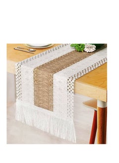 Macrame Table Runner Burlap Table Runners Farmhouse Style Boho Table Runners with Tassels Rustic Splicing Cotton Table Runner for Wedding Home and Dining Table Decor 12  71 Inch