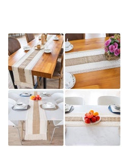 SYOSI Macrame Table Runner Burlap Table Runners Farmhouse Style Boho Table Runners with Tassels Rustic Splicing Cotton Table Runner for Wedding Home and Dining Table Decor 12  71 Inch  - Image 5