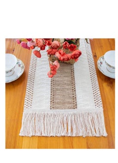 SYOSI Macrame Table Runner Burlap Table Runners Farmhouse Style Boho Table Runners with Tassels Rustic Splicing Cotton Table Runner for Wedding Home and Dining Table Decor 12  71 Inch  - Image 3