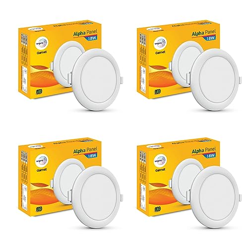 wipro Garnet 18W Round LED Alpha Panel | Neutral White Light (4000K) | Recessed Down Light for False Ceiling | Cutout - 159mm | Pack of 4 - Image 1