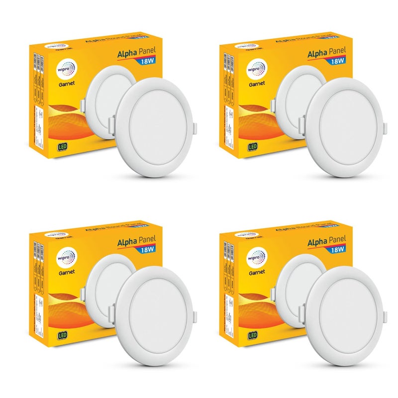 wipro Garnet 18W Round LED Alpha Panel | Neutral White Light (4000K) | Recessed Down Light for False Ceiling | Cutout - 159mm | Pack of 4 - Image 5