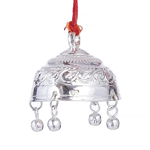 DHRUVS COLLECTION Silver Carved Chatra - Chattar with Attached Hook & Ghunghroo for Pooja, Temple, Home Decor & Gifting Purposes (Small Size, 5.5 Grams) - Image 5