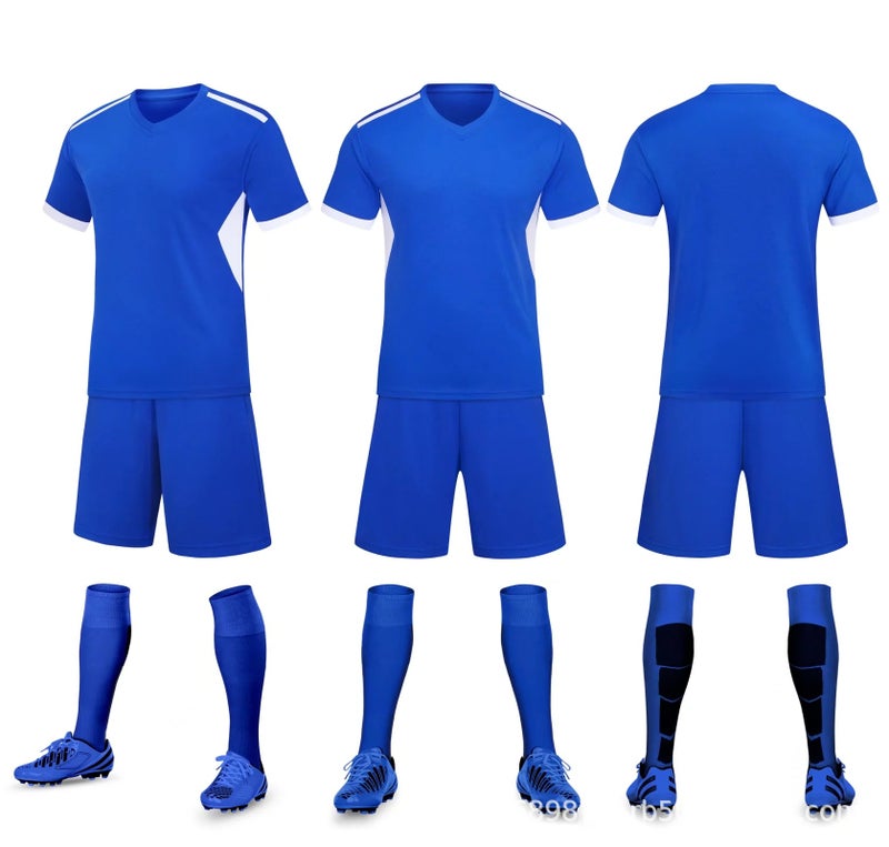 Generic Training camp football uniform suit childrens football match training team uniform jersey mens and womens adult sports clothing printing -Colored blue 