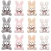 Zomiboo 12 Pcs Easter Mini Plush Bunny 32 Inch Cute Stuffed Animal Bulk Small Soft Rabbit Dolls Toys Gifts for DIY Keychain Birthday Baby Shower Wedding Party Favor Gifts Pink Apricot Gray White - Image 2