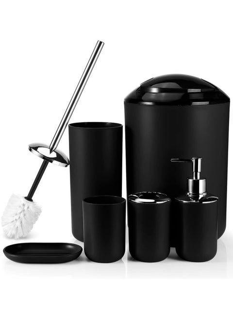 Bathroom Accessories Set 6 Piece Housewarming Gifts Set Premium Bathroom Accessory Set Includes Toothbrush Holder Soap Dispenser Tumbler Soap Dish Toilet Brush Holder Trash Can