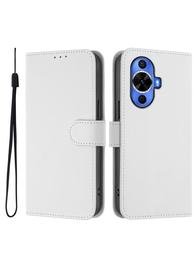 اس-توب جراب لهاتف Huawei nova 12s 4G مصنوع من الجلد بلون سادة مع حبل - Image 2