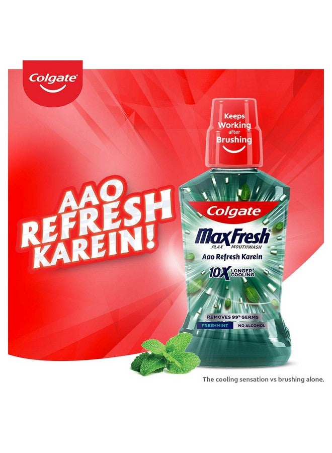 كولجيت غسول الفم كولجيت ماكس فريش بلاكس المضاد للبكتيريا، نفس منعش 24/7، غسول فم خالٍ من الكحول لرائحة الفم الكريهة - 250 مل بنكهة النعناع المنعش (عناية كاملة بالفم) - Image 2