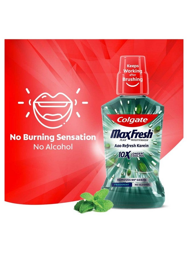 كولجيت غسول الفم كولجيت ماكس فريش بلاكس المضاد للبكتيريا، نفس منعش 24/7، غسول فم خالٍ من الكحول لرائحة الفم الكريهة - 250 مل بنكهة النعناع المنعش (عناية كاملة بالفم) - Image 5