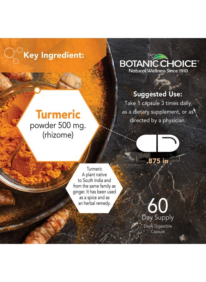 Botanic Choice - Premium Turmeric Antioxidant Support Joint Health Supplement For Adults 180 Vege Capsules (500 Mg Each) - Image 1