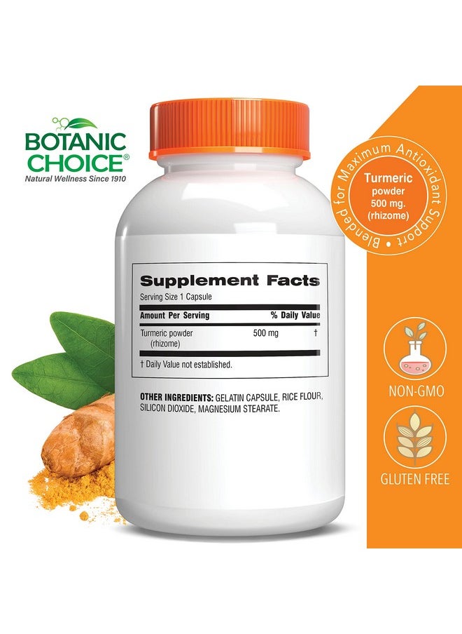 Botanic Choice - Premium Turmeric Antioxidant Support Joint Health Supplement For Adults 180 Vege Capsules (500 Mg Each) - Image 1