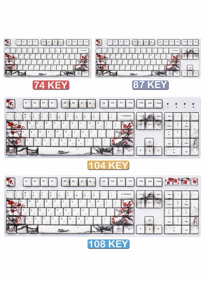 Generic Rubber Keycaps Set, 110 Keys PBT Keycap, Anti-Slip Texture Dye-Sublimation Plum Blossom Cherry Profile Key Cap, DIY Mechanical Keyboard Keycap Set for Mechanical Keyboard  - Image 2