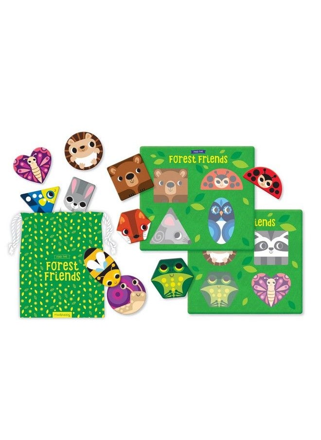 Mudpuppy - Find The Forest Friends Game From Bingo With A Twist Includes 16 Shaped Tiles 4 Gameboards Fabric Bag & Instructions Perfect For Game Nights On The Go! 24 Players Ages 3+ - Image 1