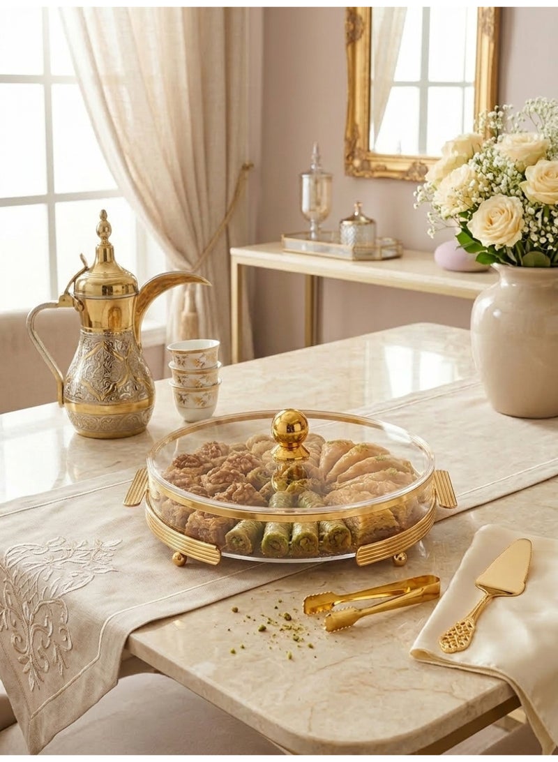 علبة ضيافة أكريليك فاخرة بغطاء شفاف ولمسات ذهبية - Image 3