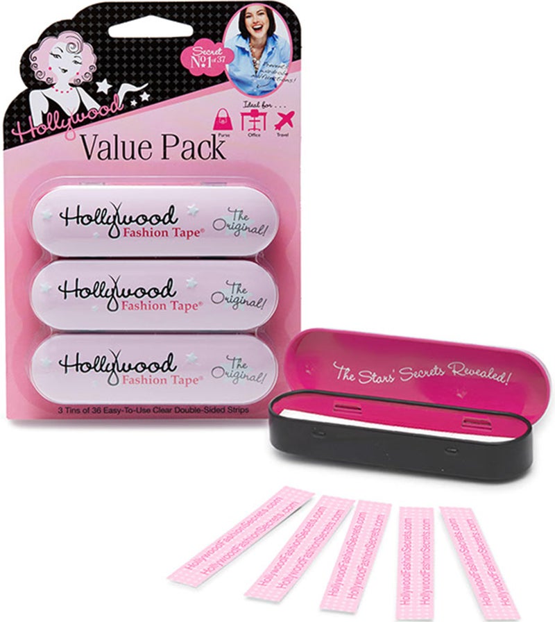 Hollywood Fashion Secrets Medical Quality Double-Stick Apparel Tape, 3 tins x 36 Strips Value Pack - Image 1