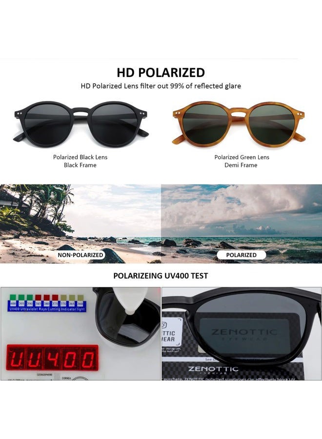 ZENOTTIC Polarized Sunglasses for Women Men: Retro Shades Round | Square Frame UV Protection 2 Pack - Image 4