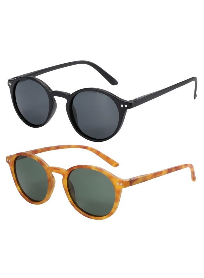 ZENOTTIC Polarized Sunglasses for Women Men: Retro Shades Round | Square Frame UV Protection 2 Pack - Image 1