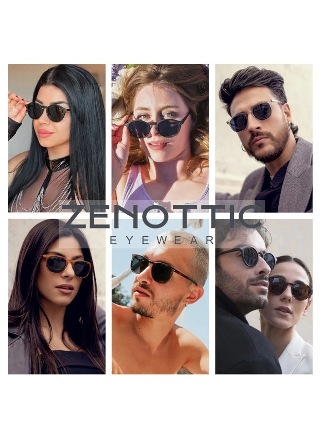 ZENOTTIC Polarized Sunglasses for Women Men: Retro Shades Round | Square Frame UV Protection 2 Pack - Image 2
