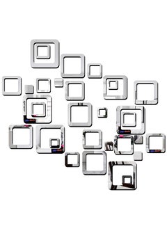 Bikri Kendra Bikri Kendra Ind Square 5 Set Silver Mirror Stickers for Wall Acrylic Mirror Wall Mirror Stickers Acrylic Stickers Wall Stickers 