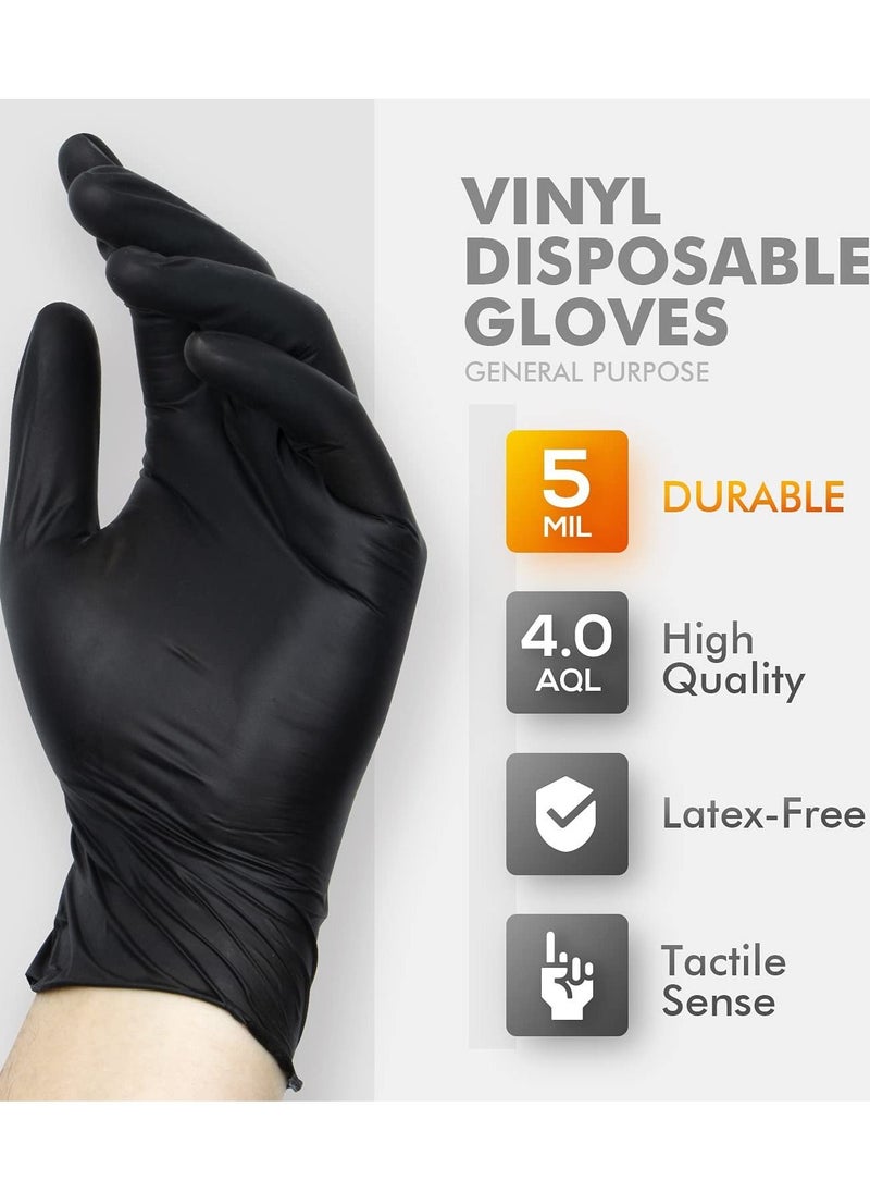 Generic Multi Purpose Black Disposable Vinyl Powder Free Gloves Medium Size  - Image 2