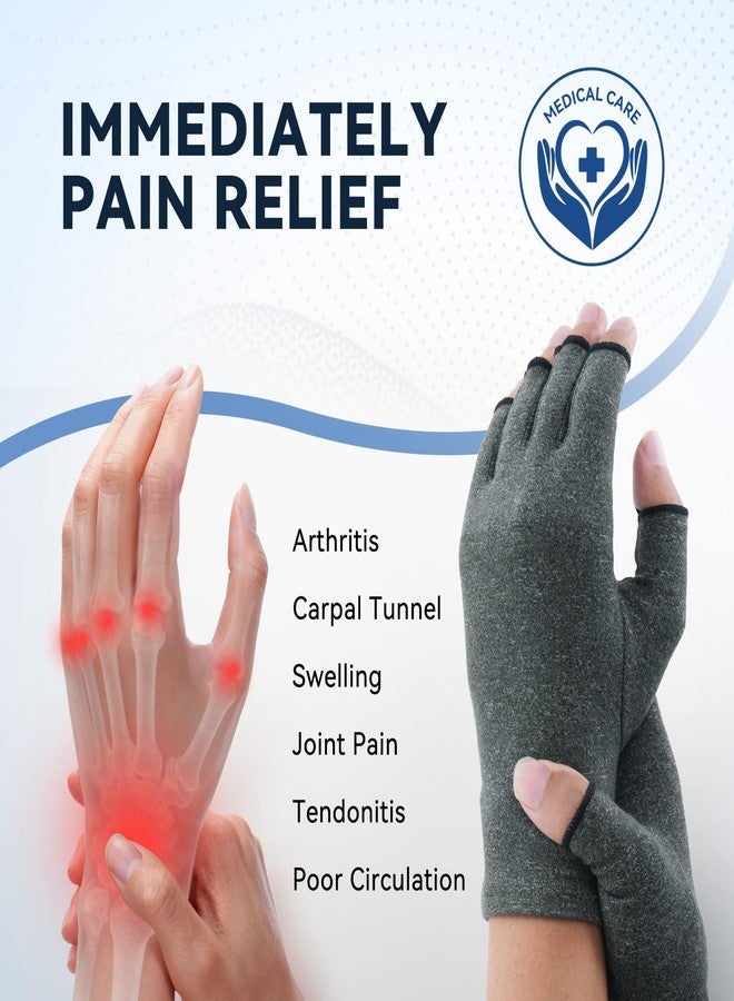 دورير قفازات دويرر الضاغطة لالتهاب المفاصل للنساء والرجال لعلاج إصابات الإجهاد المتكرر، ومتلازمة النفق الرسغي، والروماتيزم، والتهاب الأوتار، قفازات بدون أصابع للكتابة على الكمبيوتر والعمل اليومي (رمادي، مقاس متوسط) - Image 2